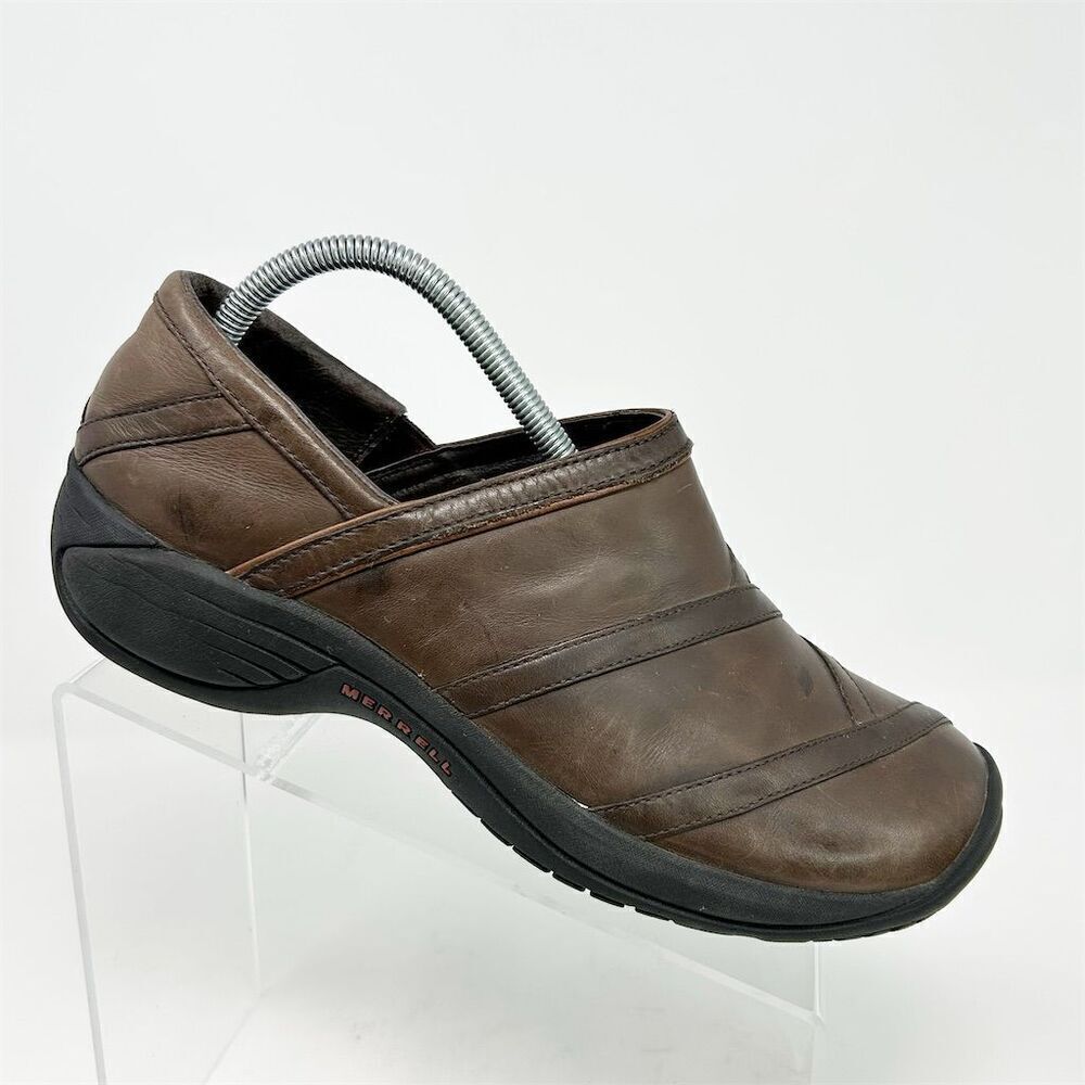 Merrell Women's Encore Eclipse Brown Leather Slip-On Leather Mocs Size 10